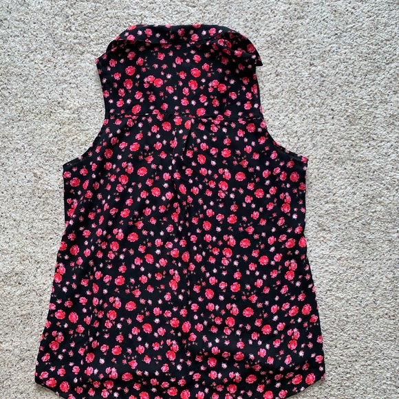 EXPRESS WOMENS SIZE MEDIUM BLACK PINK FLORAL BUTTON DOWN TANK TOP - Picture 3 of 9